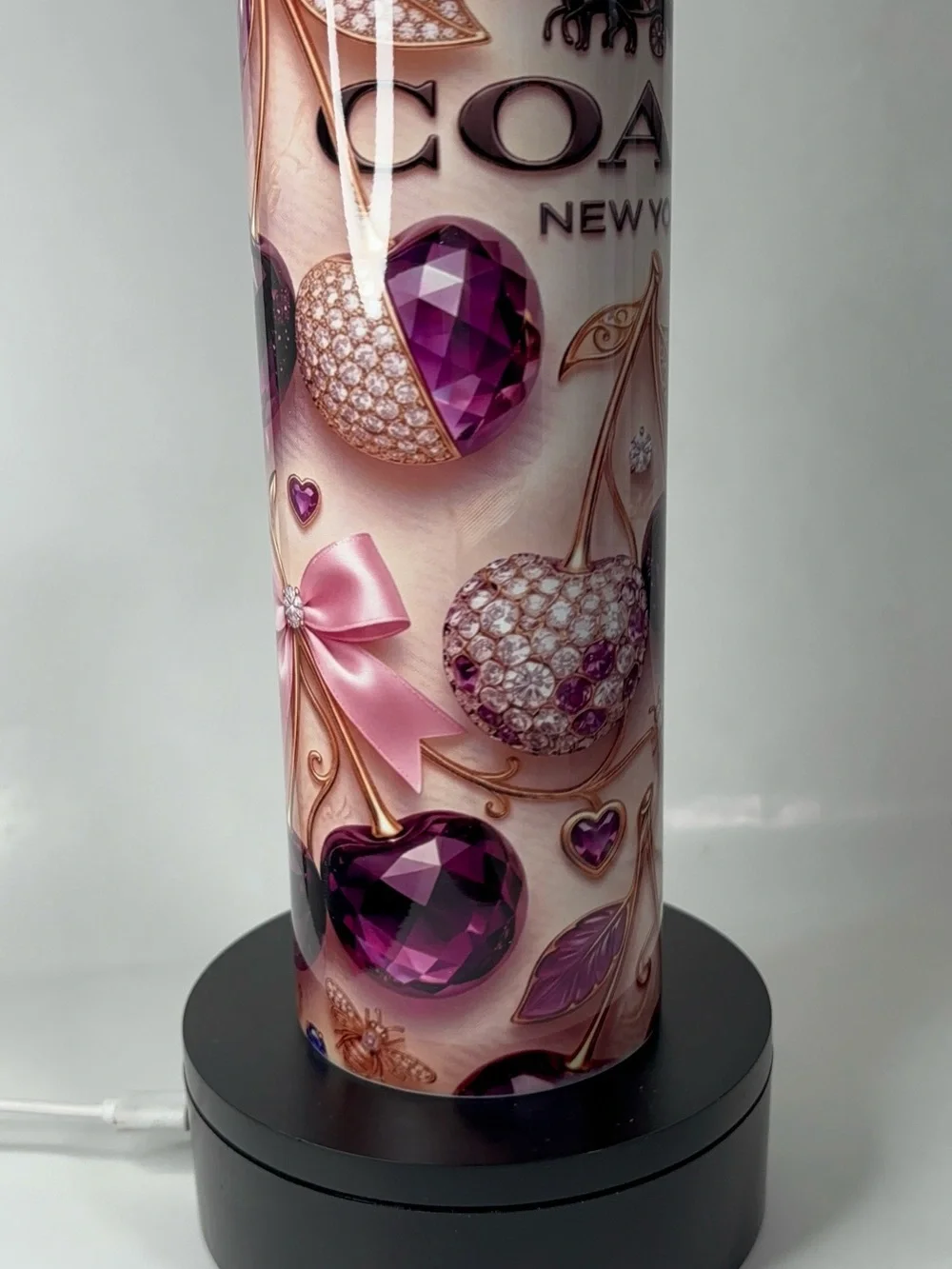 Tumbler 20 oz Coach Pink and Purple Cherry Accent Lantern